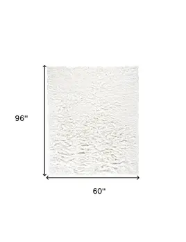 5' X 8' White Shag Hand Tufted Area Rug