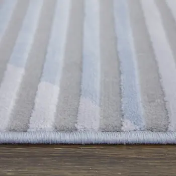 10' X 13' Blue White and Gray Geometric Power Loom Area Rug
