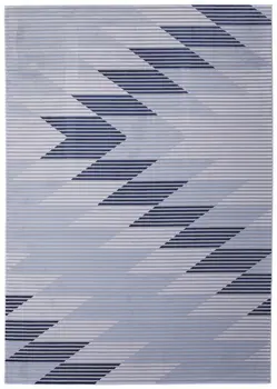 10' X 13' Blue White and Gray Geometric Power Loom Area Rug