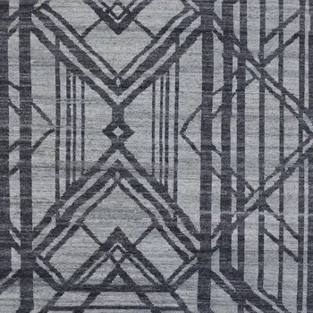 5' X 8' Gray Wool Geometric Hand Knotted Area Rug