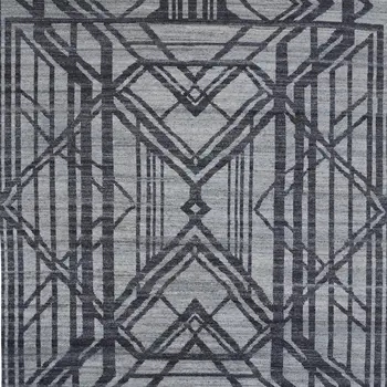 5' X 8' Gray Wool Geometric Hand Knotted Area Rug