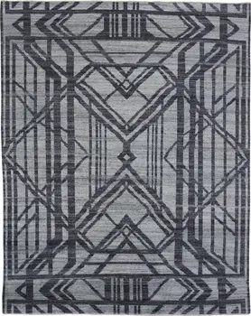 5' X 8' Gray Wool Geometric Hand Knotted Area Rug