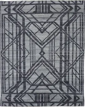 8' X 10' Gray Wool Geometric Hand Knotted Area Rug