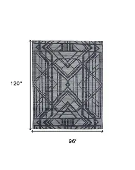 8' X 10' Gray Wool Geometric Hand Knotted Area Rug