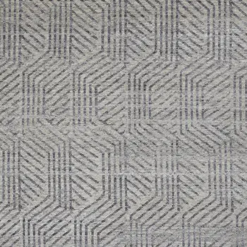 5' X 8' Tan and Gray Wool Geometric Hand Knotted Area Rug