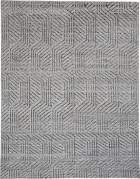 5' X 8' Tan and Gray Wool Geometric Hand Knotted Area Rug