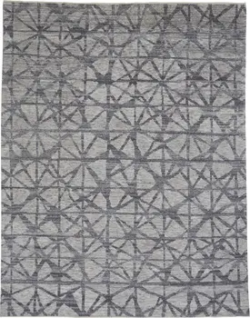 10' X 14' Gray Wool Geometric Hand Knotted Area Rug