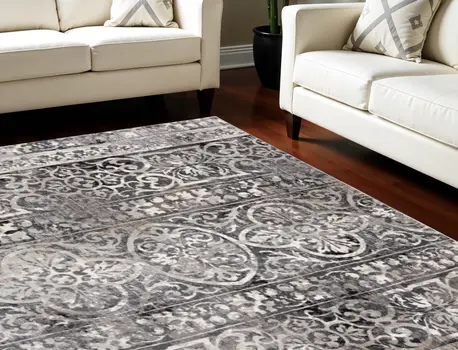 8' X 10' Taupe and Gray Abstract Power Loom Worn Faded Area Rug