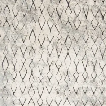 8' X 10' Gray and Ivory Geometric Power Loom Worn Faded Area Rug