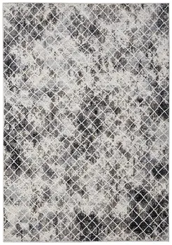8' X 10' Gray Ivory and Taupe Geometric Power Loom Worn Faded Area Rug
