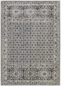 8' X 10' Gray Ivory and Taupe Abstract Power Loom Worn Faded Area Rug