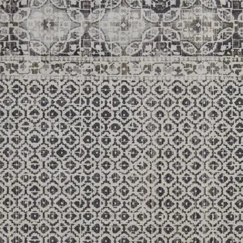 8' X 10' Gray Ivory and Taupe Abstract Power Loom Worn Faded Area Rug