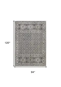 8' X 10' Gray Ivory and Taupe Abstract Power Loom Worn Faded Area Rug