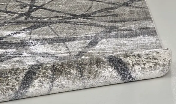 8' X 10' Gray and Ivory Abstract Power Loom Area Rug