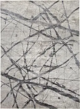 8' X 10' Gray and Ivory Abstract Power Loom Area Rug