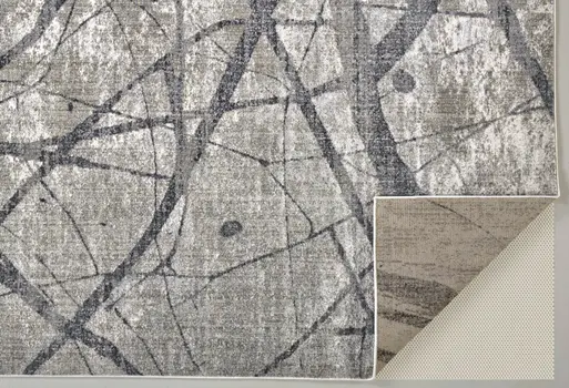 8' X 10' Gray and Ivory Abstract Power Loom Area Rug