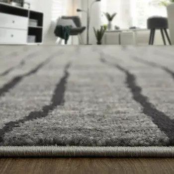 4' X 6' Gray and Black Abstract Power Loom Area Rug