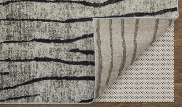 8' X 10' Gray and Black Abstract Power Loom Area Rug