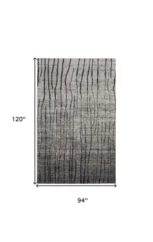 8' X 10' Gray and Black Abstract Power Loom Area Rug