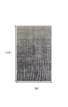 7' X 10' Ivory Gray and Black Abstract Power Loom Area Rug