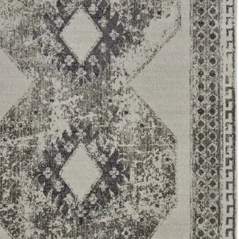 4' X 6' Gray and Ivory Abstract Power Loom Worn Faded Area Rug