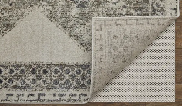 5' X 8' Gray and Ivory Abstract Power Loom Worn Faded Area Rug