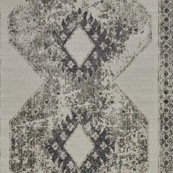 5' X 8' Gray and Ivory Abstract Power Loom Worn Faded Area Rug