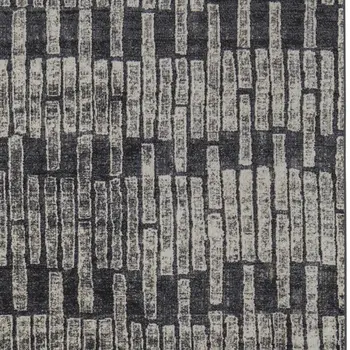 5' X 8' Gray and Black Geometric Power Loom Worn Faded Area Rug