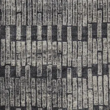 7' X 10' Gray and Black Geometric Power Loom Worn Faded Area Rug