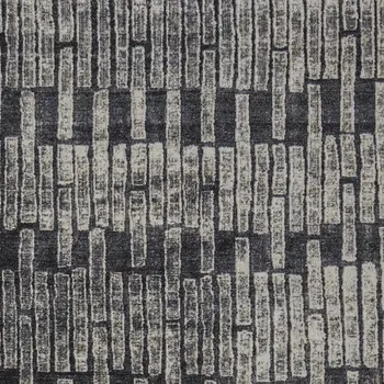 8' X 10' Gray and Black Geometric Power Loom Worn Faded Area Rug
