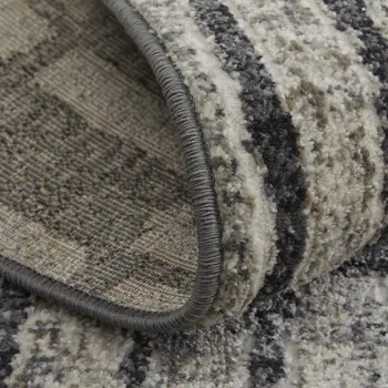10' X 14' Gray and Black Geometric Power Loom Worn Faded Area Rug
