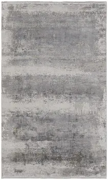 5' X 8' Gray Abstract Power Loom Area Rug With Fringe