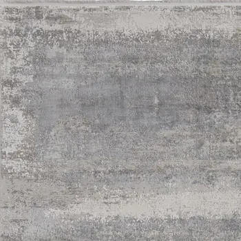 7' X 10' Gray Abstract Power Loom Area Rug With Fringe