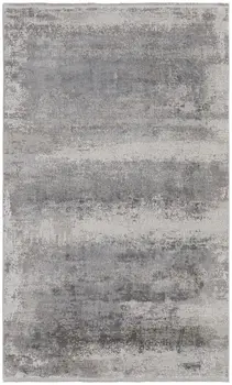8' X 11' Gray Abstract Power Loom Area Rug With Fringe