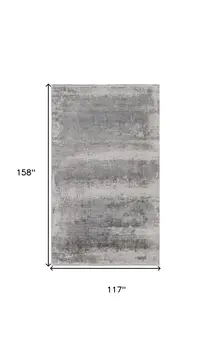 10' X 13' Gray Abstract Power Loom Area Rug With Fringe
