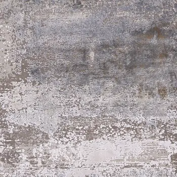 10' Gray Abstract Power Loom Runner Rug With Fringe