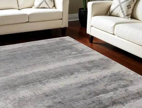 13' X 20' Gray Abstract Power Loom Area Rug With Fringe