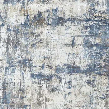 13' X 20' Ivory Tan and Blue Abstract Power Loom Area Rug With Fringe