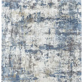 13' X 20' Ivory Tan and Blue Abstract Power Loom Area Rug With Fringe