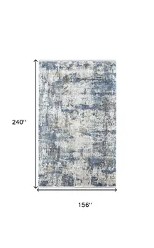 13' X 20' Ivory Tan and Blue Abstract Power Loom Area Rug With Fringe
