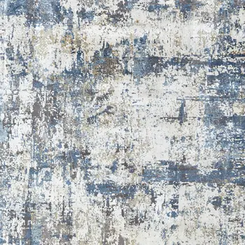 12' X 15' Ivory Tan and Blue Abstract Power Loom Area Rug With Fringe