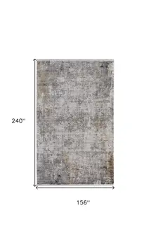 13' X 20' Ivory Taupe and Gray Abstract Power Loom Distressed Area Rug With Fringe
