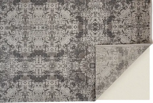 3' X 5' Ivory Taupe and Gray Abstract Power Loom Distressed Area Rug With Fringe
