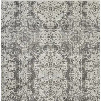 5' X 8' Ivory Taupe and Gray Abstract Power Loom Distressed Area Rug With Fringe