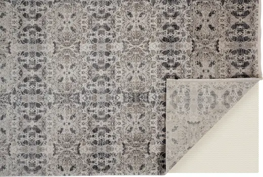 2' X 3' Ivory Taupe and Gray Oriental Power Loom Area Rug With Fringe
