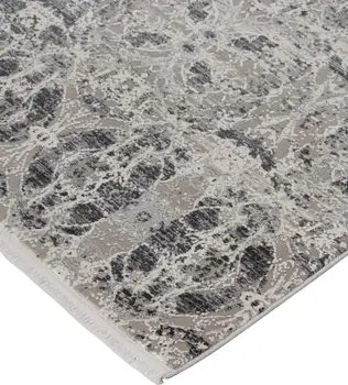 2' X 3' Ivory Taupe and Gray Oriental Power Loom Area Rug With Fringe