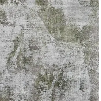 8' X 11' Gray Silver and Green Ikat Power Loom Area Rug With Fringe