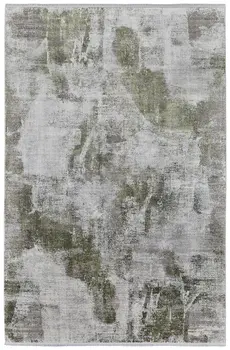 12' X 15' Gray Silver and Green Ikat Power Loom Area Rug With Fringe
