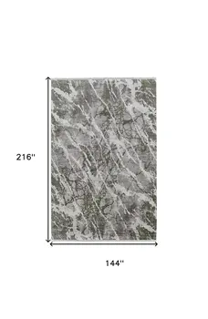 12' X 18' Taupe and Gray Abstract Power Loom Area Rug With Fringe