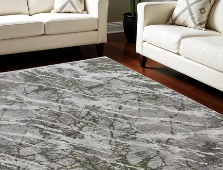 13' X 20' Taupe and Gray Abstract Power Loom Area Rug With Fringe